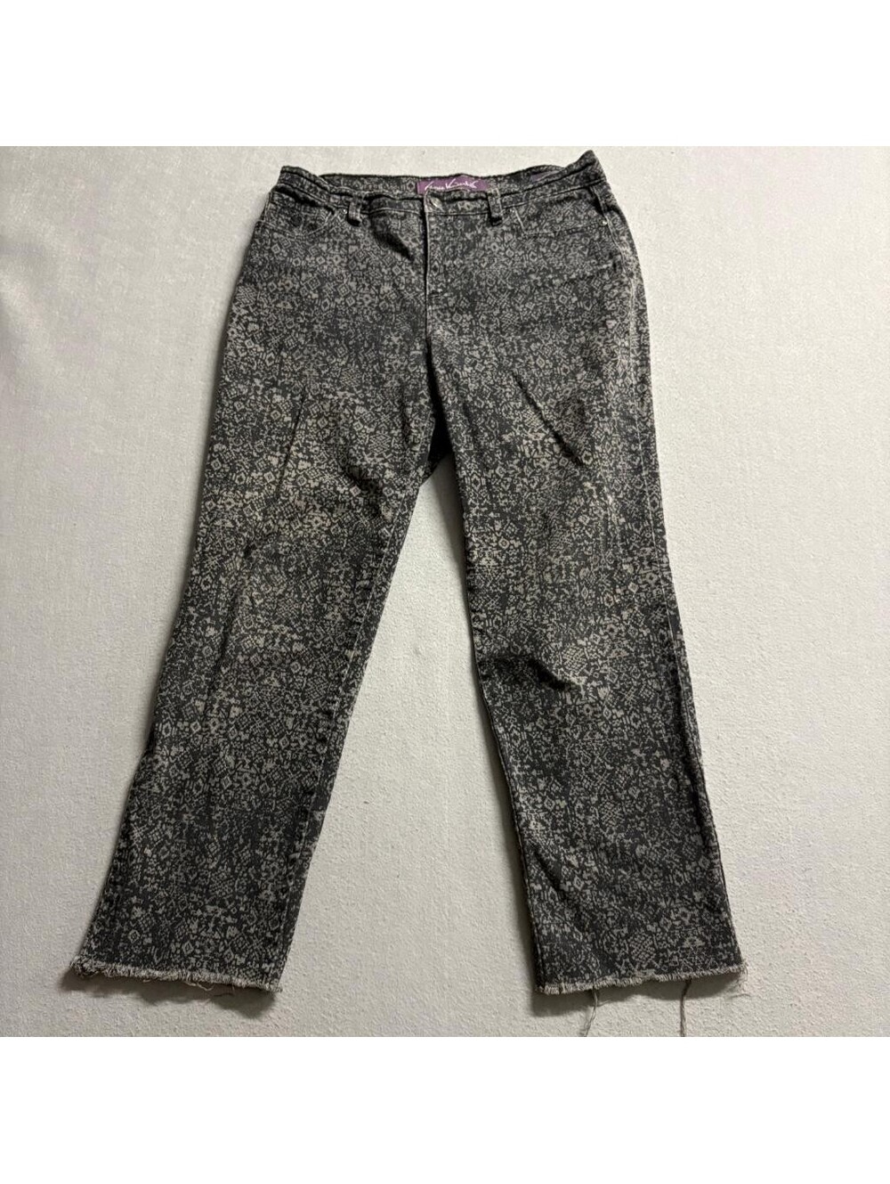 Gloria Vanderbilt Amanda Jeans Womens 4P Gray Patterned Raw Hem High Rise Crop